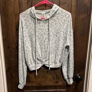 Altar'd State Light Gray Leopard Hoodie